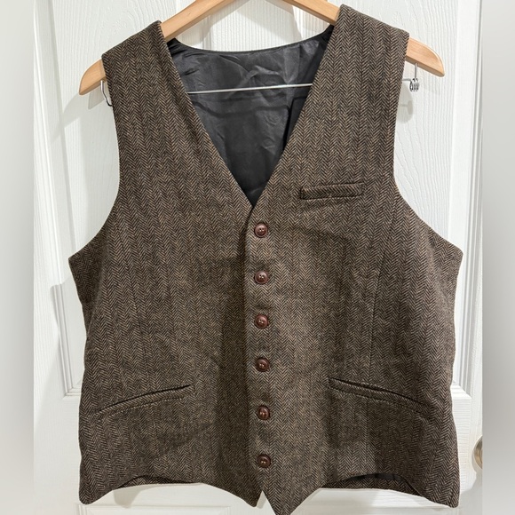 VOBOOM Brown Herringbone Vest XL Wedding guest - Picture 2 of 6